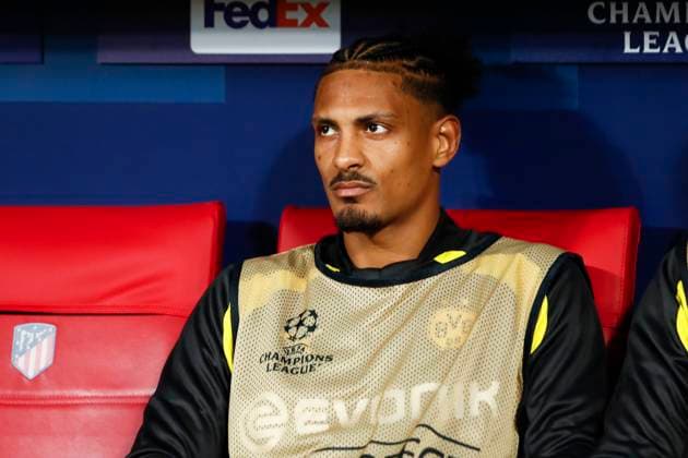April 10, 2024, Madrid, Madrid, SPAIN: Sebastien Haller of Borussia Dortmund looks on during the UEFA Champions League, Quarter finals, football match played between Atletico de Madrid and Borussia Dortmund at Civitas Metropolitano stadium on April 10, 2024, in Madrid, Spain. Madrid SPAIN - ZUMAa181 20240410_zaa_a181_045 Copyright: xIrinaxR.xHipolitox