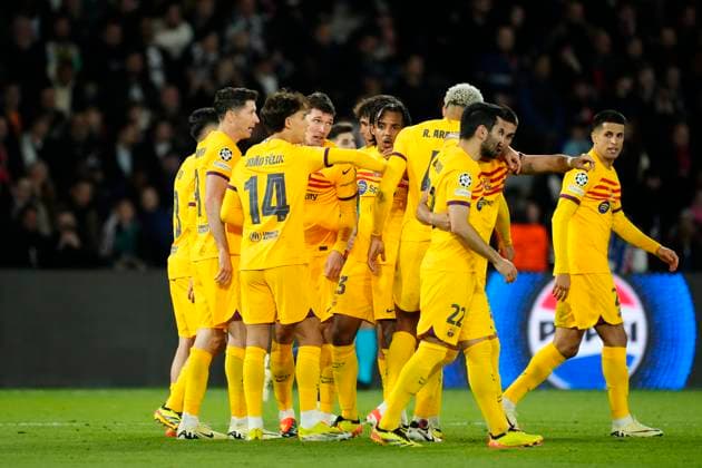 Paris Saint-Germain v FC Barcelona, Barca Quarter-final First Leg - UEFA Champions League 2023 24 Andreas Christensen centre-back of Barcelona and Denmark celebrates after scoring his sides first goal during the UEFA Champions League quarter-final first leg match between Paris Saint-Germain and FC Barcelona at Parc des Princes on April 10, 2024 in Paris, France. Paris France  Copyright: xJosexBretonx originalFilename:breton-parissai240410_npYNJ.jpg