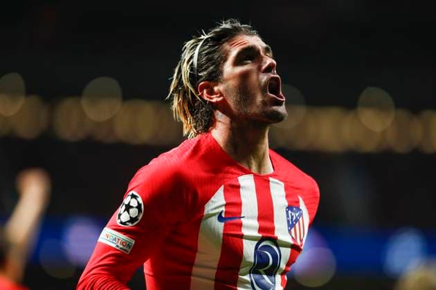 April 10, 2024, Madrid, Madrid, SPAIN: Rodrigo De Paul of Atletico de Madrid celebrates a goal during the UEFA Champions League, Quarter finals, football match played between Atletico de Madrid and Borussia Dortmund at Civitas Metropolitano stadium on April 10, 2024, in Madrid, Spain. Madrid SPAIN - ZUMAa181 20240410_zaa_a181_060 Copyright: xIrinaxR.xHipolitox