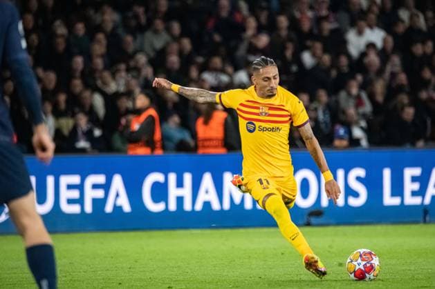 Raphinha (FC Barcelone) FOOTBALL : Paris SG x FC Barcelone - Ligue des Champions - Quart de Finale - 10 04 2024 BaptisteAutissier Panoramic 