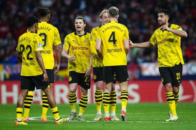 ESP: Atletico de Madrid v Borussia Dortmund. UEFA Champions League match. Quarter-finals Sebastien Haller of Borussia Dortmund celebrates after scoring the 2-1 during the UEFA Champions League match, Quarter-finals, first leg, between Atletico de Madrid and Borussia Dortmund played at Civitas Metropolitano Stadium on April 10, 2024 in Madrid Spain. kpng Copyright: xBaguxBlancox xPRESSINPHOTOx PS_240410_671