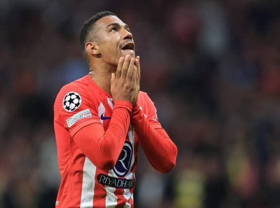 Madrid, Spain, 10th April 2024. Samuel Lino of Athletico Madrid reacts after Sebastien Haller (not pictured) of Borussia Dortmund scores to make it 2-1 during the UEFA Champions League match at Wanda Metropolitano, Madrid. Picture credit should read: Paul Terry Sportimage EDITORIAL USE ONLY. No use with unauthorised audio, video, data, fixture lists, club league logos or live services. Online in-match use limited to 120 images, no video emulation. No use in betting, games or single club league player publications. SPI-3067-0038