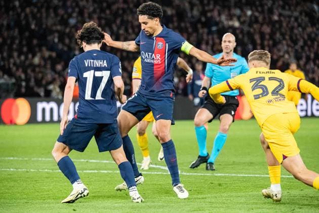 Marquinhos (Paris SG) FOOTBALL : Paris SG x FC Barcelone - Ligue des Champions - Quart de Finale - 10 04 2024 BaptisteAutissier Panoramic 