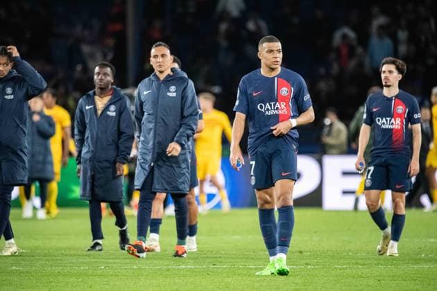 Sport Bilder des Tages Kylian Mbappe (Paris SG) FOOTBALL : Paris SG x FC Barcelone - Ligue des Champions - Quart de Finale - 10 04 2024 BaptisteAutissier Panoramic 