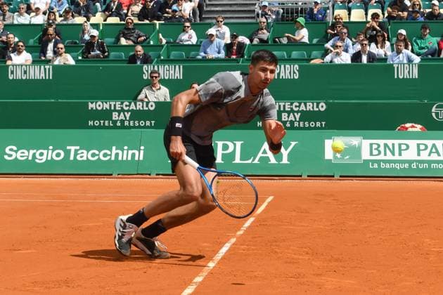 ALEXEI POPYRIN, Tennis Rolex Monte-Carlo Masters 2024, azione, action, single shot TENNIS ROLEX MONTE-CARLO MASTERS 2024
