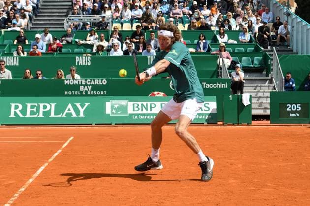 ANDREY RUBLEV, Tennis Rolex Monte-Carlo Masters 2024, azione, action, single shot TENNIS ROLEX MONTE-CARLO MASTERS 2024
