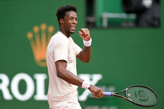 GAEL MONFILS, Tennis Rolex Monte-Carlo Masters 2024, azione, action, single shot TENNIS ROLEX MONTE-CARLO MASTERS 2024