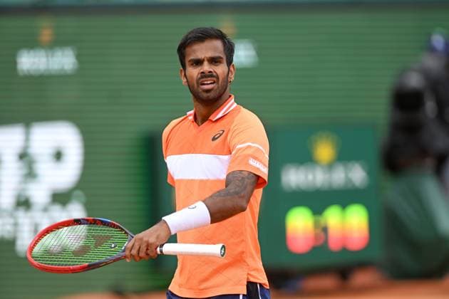 SUMIT NAGAL, Tennis Rolex Monte-Carlo Masters 2024, azione, action, single shot TENNIS ROLEX MONTE-CARLO MASTERS 2024