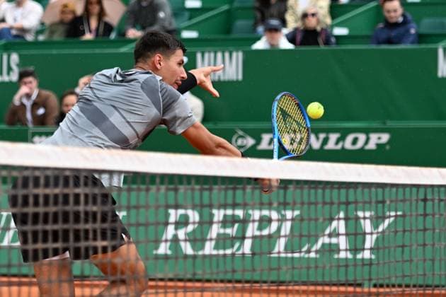 ALEXEI POPYRIN, Tennis Rolex Monte-Carlo Masters 2024, azione, action, single shot TENNIS ROLEX MONTE-CARLO MASTERS 2024
