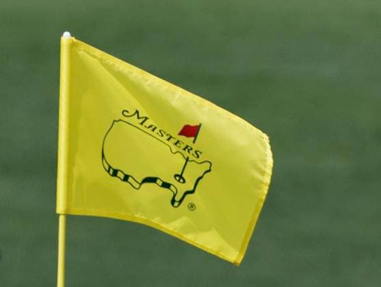 Sport Bilder des Tages A Masters pin flag flutters in the wind over the fifth green during the Par 3 contest at the Masters Tournament at Augusta National Golf Club in Augusta, Georgia on Wednesday, April 10, 2024.  AUG20240410542 TANNENxMAURY