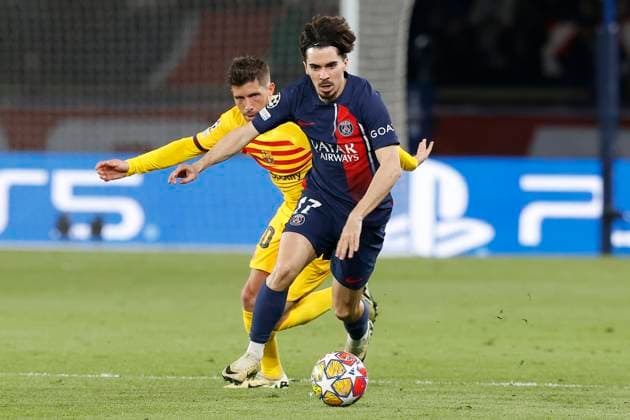 April 10, 2024, Paris, France: VITINHA of PSG in action during the quarterfinal of UEFA Champions League between Paris Saint Germain and FC Barcelona, Barca at the Parc des Princes Stadium. Soccer 2024: Paris Saint Germain 2:3 FC Barcelona  - ZUMA Pho 20240410_mda_b253_045 Copyright: xLoicxBaratouxx