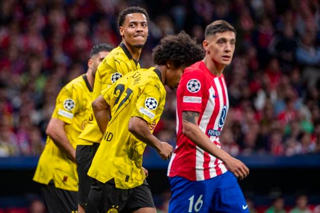UEFA Champions League 2023 24 Quarter-final First Leg: Atletico Madrid v Borussia Dortmund Felix Nmecha of Borussia Dortmund seen during the UEFA Champions League quarter-final first leg match between Atletico Madrid and Borussia Dortmund at Estadio Civitas Metropolitano on April 10, 2024 in Madrid, Spain. Madrid Estadio Civitas Metropolitano Madrid Spain Copyright: xAlbertoxGardinx AGardin_20240410_football_AtleticoMadrid_Borussia_Dortmund_096