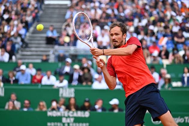 Monaco Rolex Masters Daniil Medvedev (RUS) during his first round match at the Monaco Rolex Masters in Monte Carlo, on April, 10, 2024. Photo by Corinne Dubreuil ABACAPRESS.COM MONACO Monaco  Copyright: xDubreuilxCorinne ABACAx