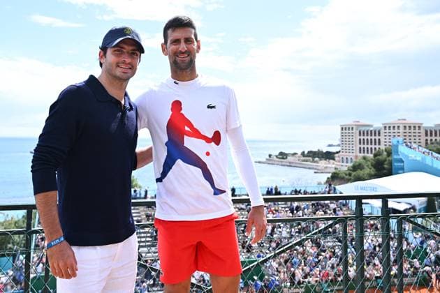 Monaco Rolex Masters Novak Djokovic (SRB) with F 1 driver Carlos Sainz at the Monaco Rolex Masters in Monte Carlo, on April, 10, 2024. Photo by Corinne Dubreuil ABACAPRESS.COM MONACO Monaco  Copyright: xDubreuilxCorinne ABACAx
