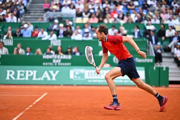 Monaco Rolex Masters Daniil Medvedev (RUS) during his first round match at the Monaco Rolex Masters in Monte Carlo, on April, 10, 2024. Photo by Corinne Dubreuil ABACAPRESS.COM MONACO Monaco  Copyright: xDubreuilxCorinne ABACAx