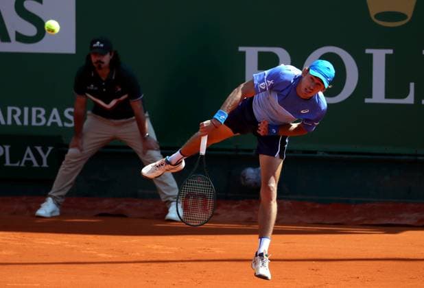 ROLEX MONTE-CARLO MASTERS HUITIEMES PHOTOPQR NICE MATIN Jean François Ottonello ; Roquebrune-Cap-Martin ; 11 04 2024 ; ROLEX MONTE-CARLO MASTERS HUITIEMES - Alex De Minaur (AUS en bleu) vs Alexei Popyrin (AUS en gris) Roquebrune-Cap-Martin France  Copyright: xPHOTOPQR NICExMATIN MAXPPPxJeanxFrançoisxOttonellox 20240411NIM2602 20240411NIM2602