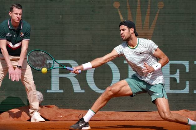 Karen Khachanov (Russie) TENNIS : Monaco Rolex Master 1000 - 8eme de finale - Monaco - 11 04 2024 NorbertScanella Panoramic