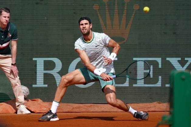 Karen Khachanov (Russie) TENNIS : Monaco Rolex Master 1000 - 8eme de finale - Monaco - 11 04 2024 NorbertScanella Panoramic