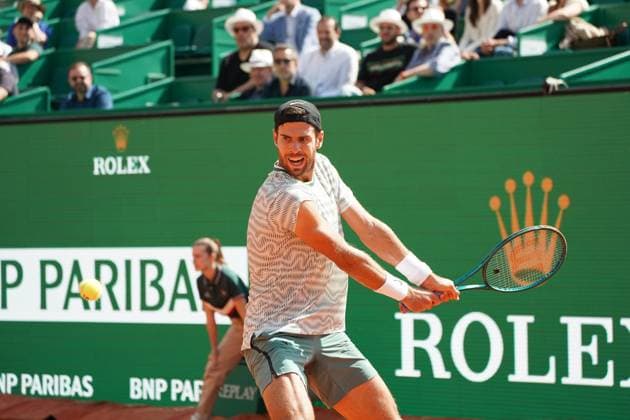 Karen Khachanov (Russie) TENNIS : Monaco Rolex Master 1000 - 8eme de finale - Monaco - 11 04 2024 NorbertScanella Panoramic