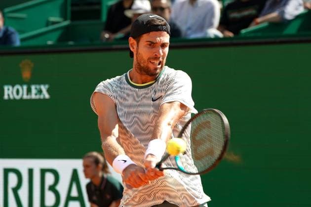 Karen Khachanov (Russie) TENNIS : Monaco Rolex Master 1000 - 8eme de finale - Monaco - 11 04 2024 NorbertScanella Panoramic