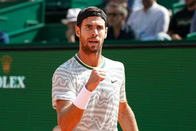 Karen Khachanov (Russie) TENNIS : Monaco Rolex Master 1000 - 8eme de finale - Monaco - 11 04 2024 NorbertScanella Panoramic 