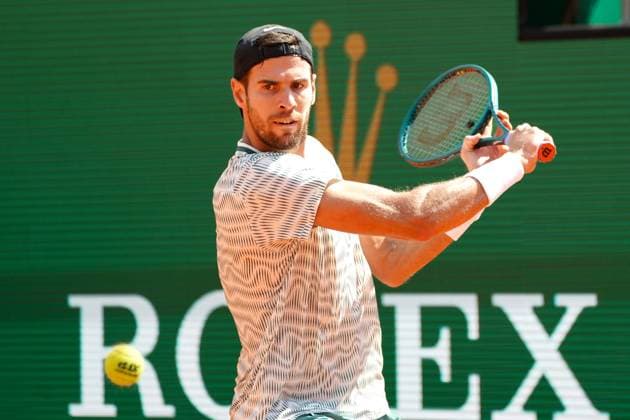 Karen Khachanov (Russie) TENNIS : Monaco Rolex Master 1000 - 8eme de finale - Monaco - 11 04 2024 NorbertScanella Panoramic