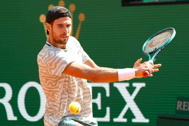 Karen Khachanov (Russie) TENNIS : Monaco Rolex Master 1000 - 8eme de finale - Monaco - 11 04 2024 NorbertScanella Panoramic
