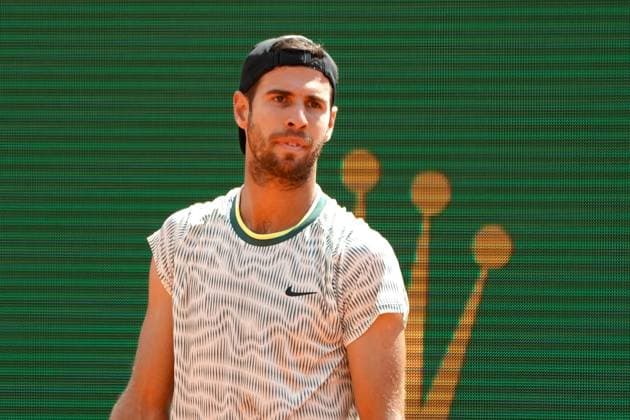 Karen Khachanov (Russie) TENNIS : Monaco Rolex Master 1000 - 8eme de finale - Monaco - 11 04 2024 NorbertScanella Panoramic
