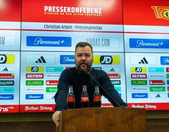 Football, Men, Season 2023 2024, 1 Bundesliga, 1 FC Union Berlin, Managing Director Communications and Press and Stadium Spokesman Christian Arbeit 1 FC Union , 11 04 2024, Copyright: xMatthiasxKochx