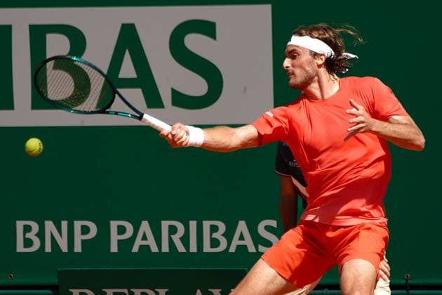 Stefanos Tsisipas (Grece) TENNIS : Monaco Rolex Master 1000 - 8eme de finale - Monaco - 11 04 2024 NorbertScanella Panoramic 