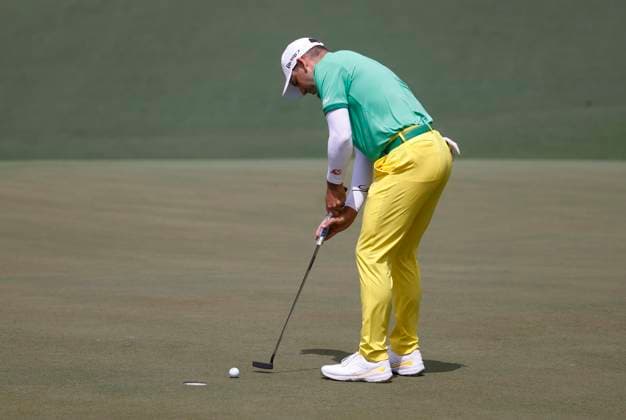 Spain s Sergio Garcia putts on the second green during the first round of the Masters Tournament at Augusta National Golf Club in Augusta, Georgia on Thursday, April 11, 2024.  AUG20240411519 TANNENxMAURY