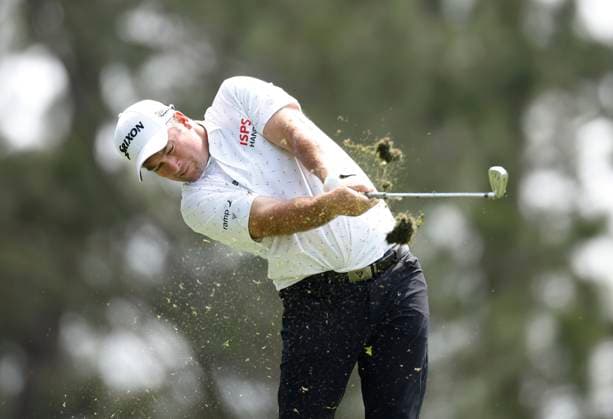 New Zealand s Ryan Fox hits his drive on the fourth hole during the first round of the Masters Tournament at Augusta National Golf Club in Augusta, Georgia on Thursday, April 11, 2024.  AUG20240411120 JOHNxANGELILLO