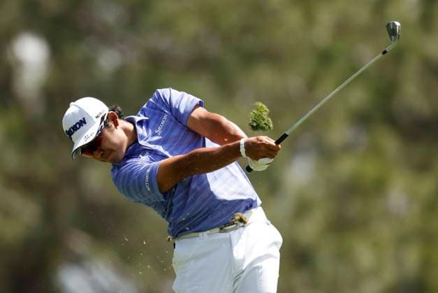 Japan s Hideki Matsuyama hits his drive on the fourth hole during the first round of the Masters Tournament at Augusta National Golf Club in Augusta, Georgia on Thursday, April 11, 2024.  AUG20240411124 JOHNxANGELILLO