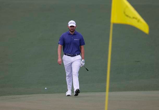 Patrick Cantley walks onto the green on the second hole during the first round of the Masters Tournament at Augusta National Golf Club in Augusta, Georgia on Thursday, April 11, 2024.  AUG20240411541 TANNENxMAURY