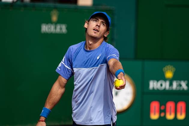 Rolex Monte Carlo Masters Day Five MONTE CARLO, MONACO APRIL 11 Alex de Minaur of Australia in action against Alexei Papyrin of Australia during their third round match on day six of the Rolex Monte Carlo Masters at Monte Carlo Country Club on April 11, 2024 in Monte Carlo, Monaco Photo by Andy Astfalck Copyright: xBEAUTIFULxSPORTS Astfalckx
