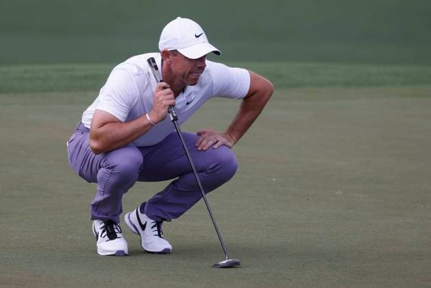 Northern Ireland s Rory McIlroy prepares to putt on the second hole during the first round of the Masters Tournament at Augusta National Golf Club in Augusta, Georgia on Thursday, April 11, 2024.  AUG20240411557 TANNENxMAURY