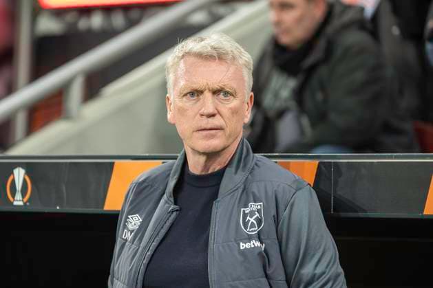 Football UEFA Europa League, 2023 2024 season, quarter-final, first leg, Bayer 04 Leverkusen West Ham United on 11 04 2024 at the BayArena in Leverkusen David Moyed West Ham United, Coach Photo Kirchner Media TH Copyright: xKirchner-Media THx