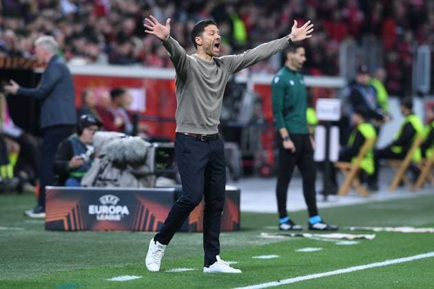 Soccer Europa League quarter-final Bayer 04 Leverkusen FC West Ham United on 11 04 2024 at the BayArena in Leverkusen Xabi Alonso Coach Head Coach Leverkusen xRx