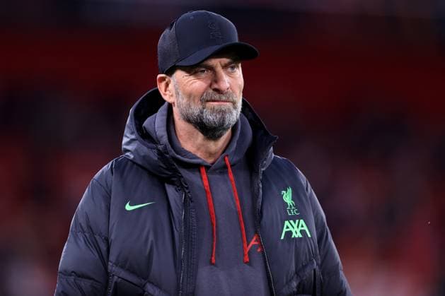 Fußball UEFA-Europa-League-Viertelfinale Hinspiel Liverpool gegen Atalanta 11. April 2024 Liverpool UEFA-Europa-League-Viertelfinale Hinspiel Liverpool gegen Atalanta Liverpools Trainer Jürgen Klopp Foto Simon Stacpoole Abseits Liverpool UK  Copyright: xSimonxStacpoolexOffside
