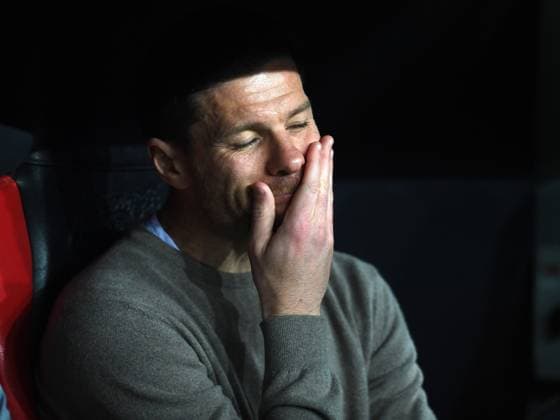 11 04 2024, Leverkusen, Germany, BayARENA, Bayer Leverkusen vs West Ham United UEFA Europa League 2023 2024 Quarter finals First Leg, Coach Xabier Xabi Alonso Bayer 04 Leverkusen gestures, gestures Photo Ralf Treese Leverkusen BayARENA North Rhine Westphalia Germany 521_LEVWHU20240411_002 Treese-521