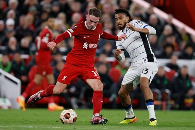 Liverpool FC v Atalanta: Quarter-Final First Leg - UEFA Europa League 2023 24 Alexis Mac Allister of Liverpool and Ederson of Atalanta challenge during the UEFA Europa League 2023 24 Quarter-Final first leg match between Liverpool FC and Atalanta at Anfield on April 11, 2024 in Liverpool, England. Liverpool Anfield England United Kingdom Copyright: xRichardxSellers Sportsphoto APLx 13971879