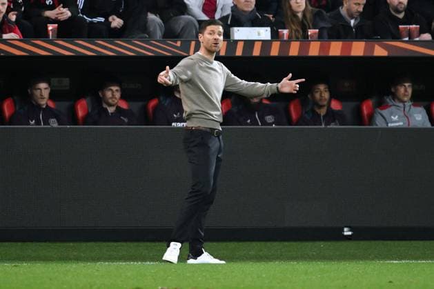 Coach Xabi Alonso Bayer 04 Leverkusen 11 04 2024, Football Europa League, Season 2023 2024, Quarter-final first leg, Bayer 04 Leverkusen West Ham United Leverkusen BayArena Nordrhein Westfalen Germany Team2
