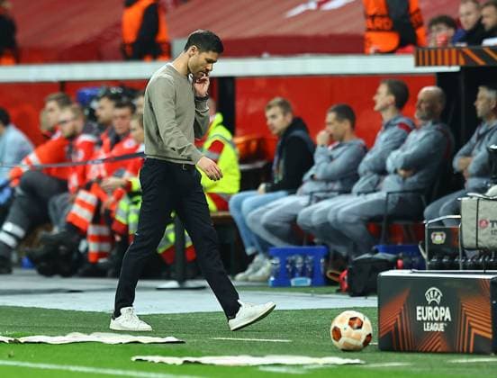 Xabi Alonso manager of Beyern Leverkusen reacts Bayer 04 Leverkusen v West Ham United, UEFA Europa League, Quarter Final, First Leg, Football, BayArena, Leverkusen, Germany - 11 Apr 2024 EDITORIAL USE ONLY No use with unauthorised audio, video, data, fixture lists, club league logos or live services. Online in-match use limited to 120 images, no video emulation. No use in betting, games or single club league player publications.  Copyright: xMichaelxZemanek Shutterstockx 14424882u