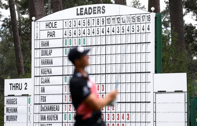 Sweden s Viktor Hovland watches his drive on the fourth hole during the first round of the Masters Tournament at Augusta National Golf Club in Augusta, Georgia on Thursday, April 11, 2024.  AUG20240411137 JOHNxANGELILLO