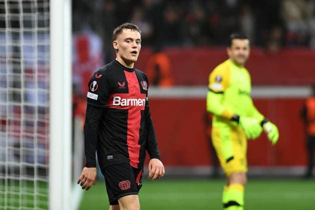 11 04 2024, Leverkusen, Germany, BayARENA, Bayer Leverkusen vs West Ham United UEFA Europa League 2023 2024 Quarter finals First Leg, Florian Wirtz Bayer 04 Leverkusen watches Photo Ralf Treese Leverkusen BayARENA North Rhine Westphalia Germany 521_LEVWHU20240411_010 Treese-521