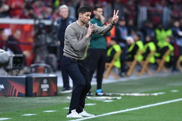 Soccer Europa League quarter-final Bayer 04 Leverkusen FC West Ham United on 11 04 2024 at the BayArena in Leverkusen Xabi Alonso Coach Head Coach Leverkusen xRx