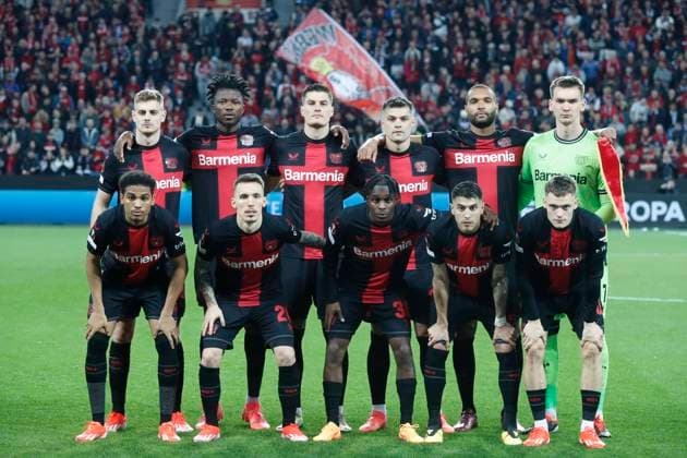 Bayer Leverkusen v West Ham United UEFA Europa League The Bayer Leverkusen players before the UEFA Europa League Quarter-Final First Leg match at BayArena, Leverkusen Copyright: xPaulxChestertonx FIL-20009-0029 UK Newspapers OUT