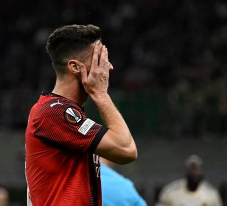 Foto IPP Paolo Bona Milano 11 04 2024 UEFA Europa League di Calcio stagione 2023 2024 partita Milan-Roma Nella foto Olivier Giroud Italy Photo Press Worldwide Copyright italy Italy ITALY  Copyright: xR4924_italyphotopressx