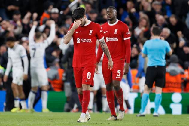 Liverpool FC v Atalanta: Quarter-Final First Leg - UEFA Europa League 2023 24 Dominik Szoboszlai of Liverpool looks dejected during the UEFA Europa League 2023 24 Quarter-Final first leg match between Liverpool FC and Atalanta at Anfield on April 11, 2024 in Liverpool, England. Liverpool Anfield England United Kingdom Copyright: xRichardxSellers Sportsphoto APLx 13971898