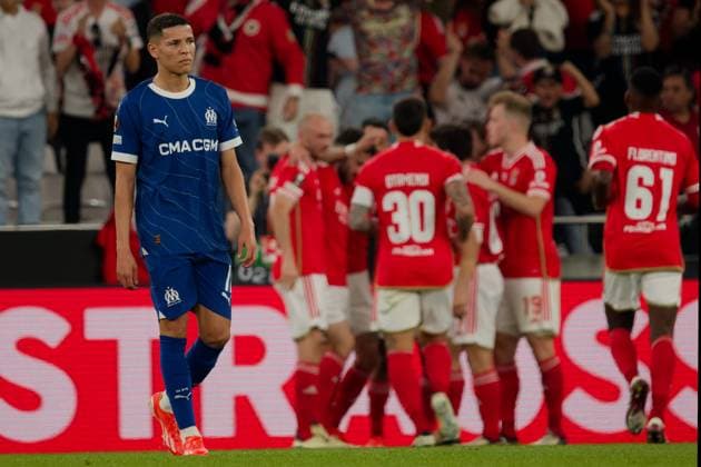 Lisbon, Portugal, April 11 2024: Amine Harit (11 Olympique de Marseille) after Angel Di Maria (11 SL Benfica) goal during the UEFA Europa League game between SL Benfica and Olympique de Marseille at Estadio da Luz in Lisbon, Portugal. (Pedro Porru SPP) Copyright: xPedroxPorrux xSPPx spp-en-PePoSp-4F8A6248